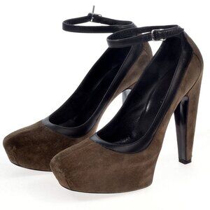 Balenciaga Pump Heel Ankle Strap Suede Hidden Platform Shoes Size 36